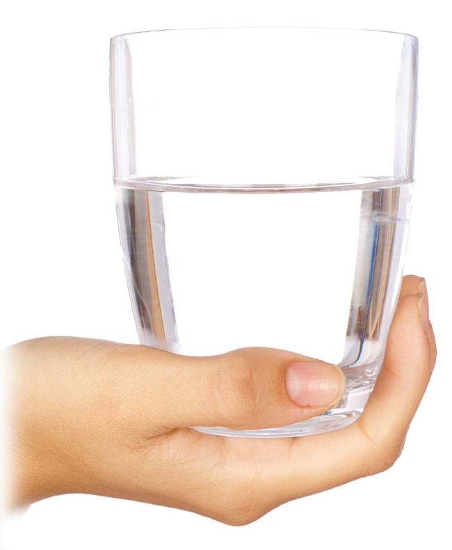 hand holding glass of water
